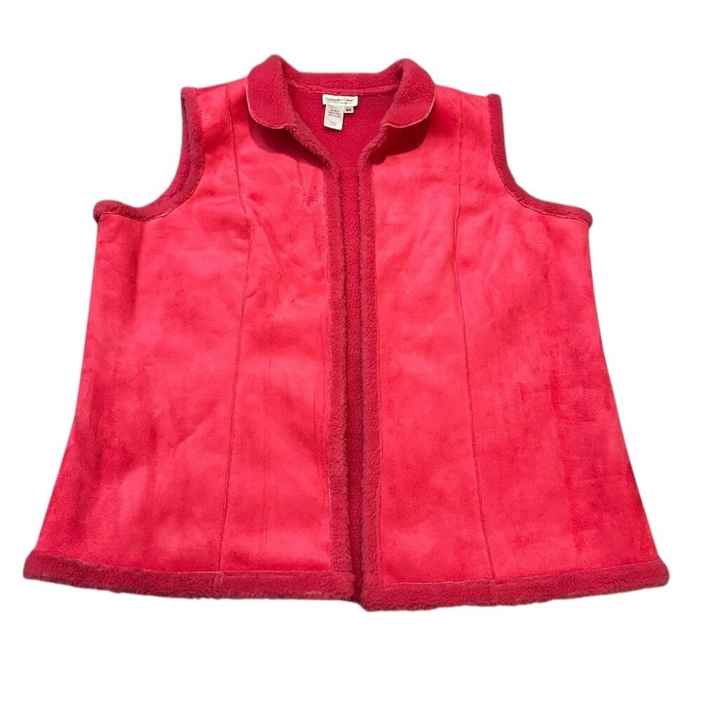 Coldwater Creek Women's 2XL Pink Fleece Vest‎ Sleeveless Casual